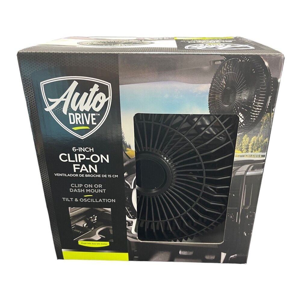✅Auto Drive 6" 12 Volt Oscillating Clip-On or Dash Mount Car Truck DC Fan✅